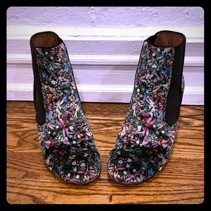 Tabitha Simmons floral velour and leather boots